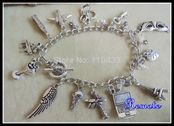 fandom Inspired fifty shades of grey bracelet charm bracelet necktie handcuff mask icecream tower Charlie tango BF047B