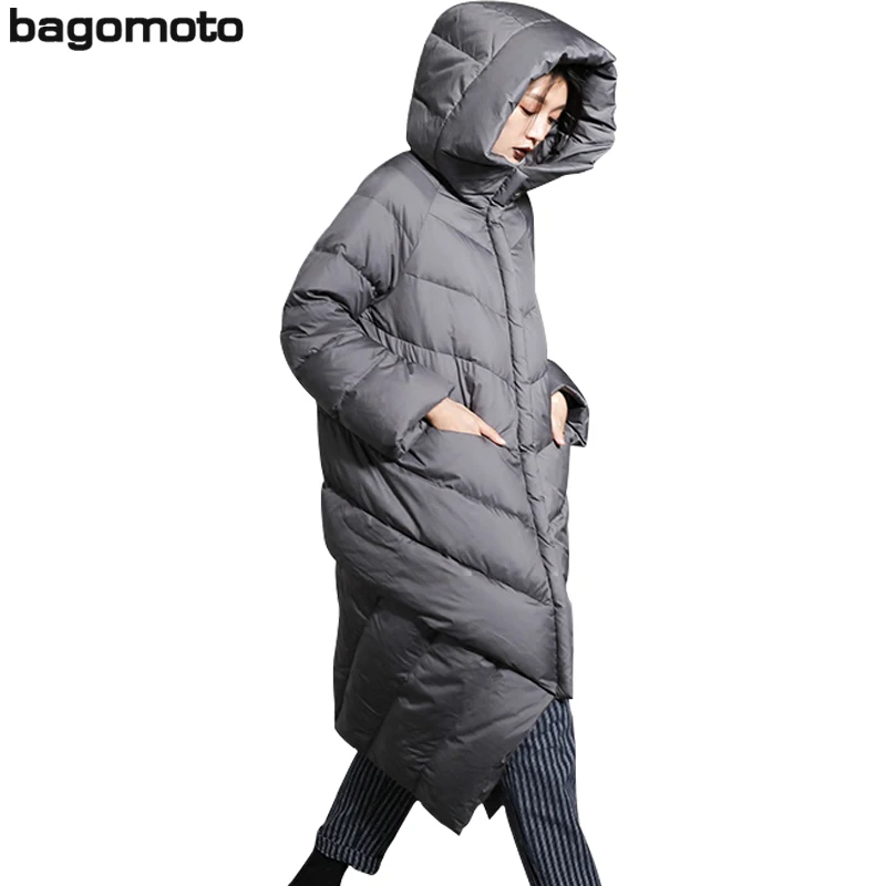 

Bagomoto 2019 Women's Winter Jacket 2018 New Stitching Hooded Long Loose Parka Women Winter Coat Warm Jacket Female Overcoat