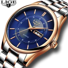 LIGE Mens Watches Top Brand Luxury Men's Military Sports Waterproof Watch Men's Stainless Steel Quartz Clock Relogio Masculino