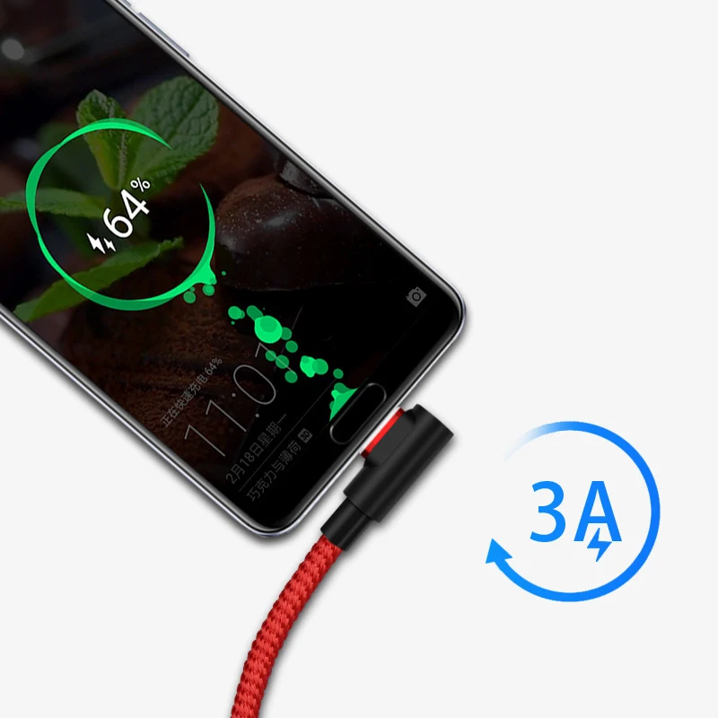 90 градусов 3A 1 м Быстрый Магнитный зарядный кабель Micro usb type C зарядное устройство нейлоновый кабель для передачи данных с оплеткой для кабеля мобильного телефона