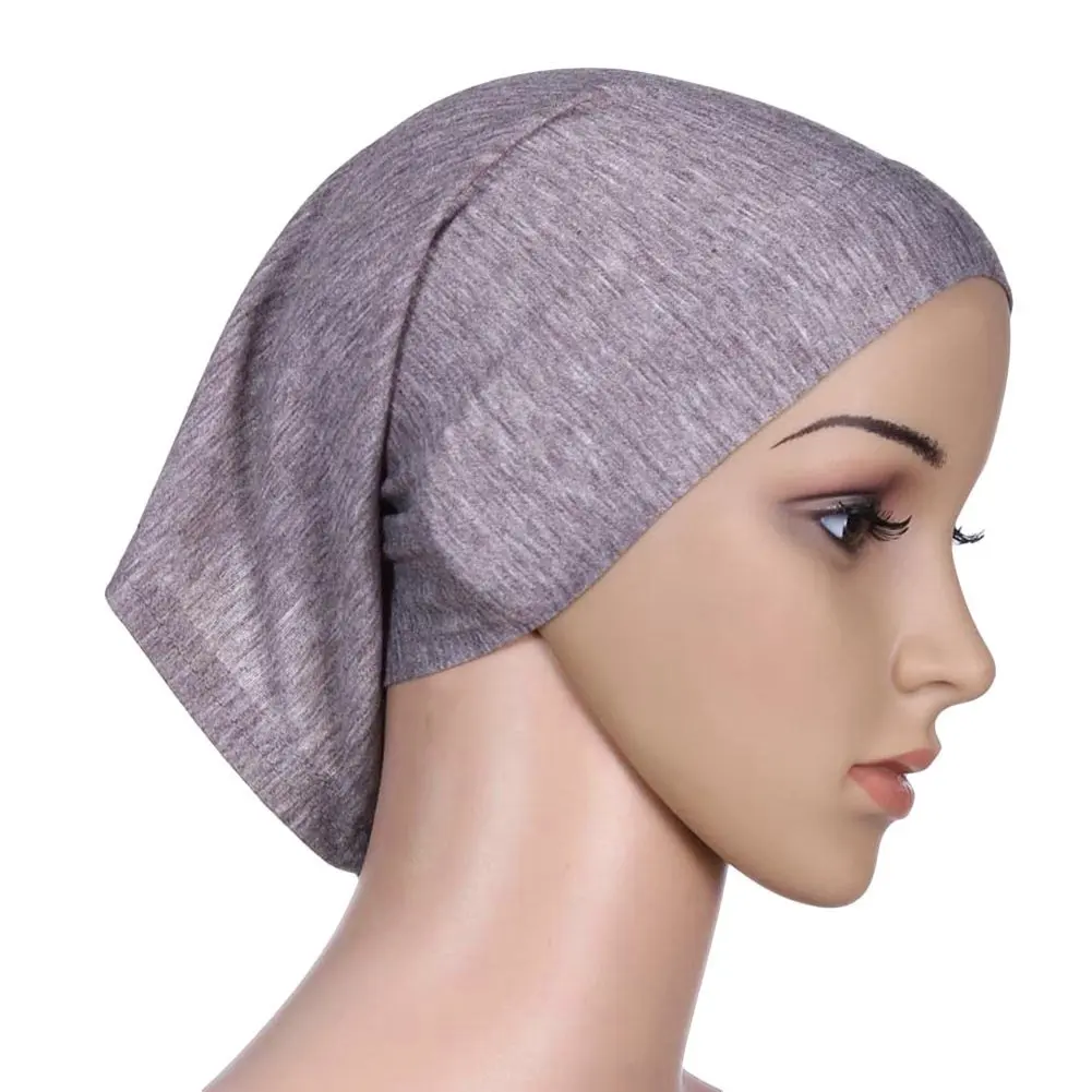 Gray 1pc Womens Ethnic Cotton Hijab Cap 
