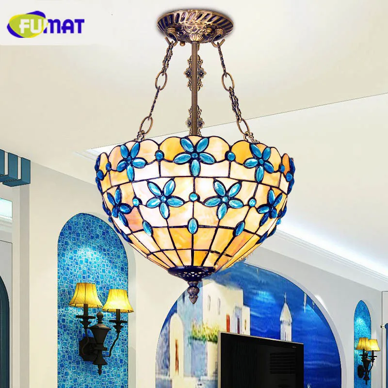 

FUMAT 12/14/16 Inch Natural Shell Pendant Light Dinner Room Living Room Restaurant Lamp Balcony Kitchen Lilac Pendant Lamps