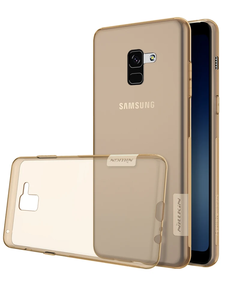 Мягкий чехол NILLKIN из ТПУ для samsung A8 /A8 Plus прозрачный чехол в розницу посылка - Цвет: Коричневый