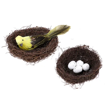 

Micro Fairy Garden Decoration Miniature Figurine Toys Crafts DIY Accessories Artificial Birds Nest Simulation Eggs Model