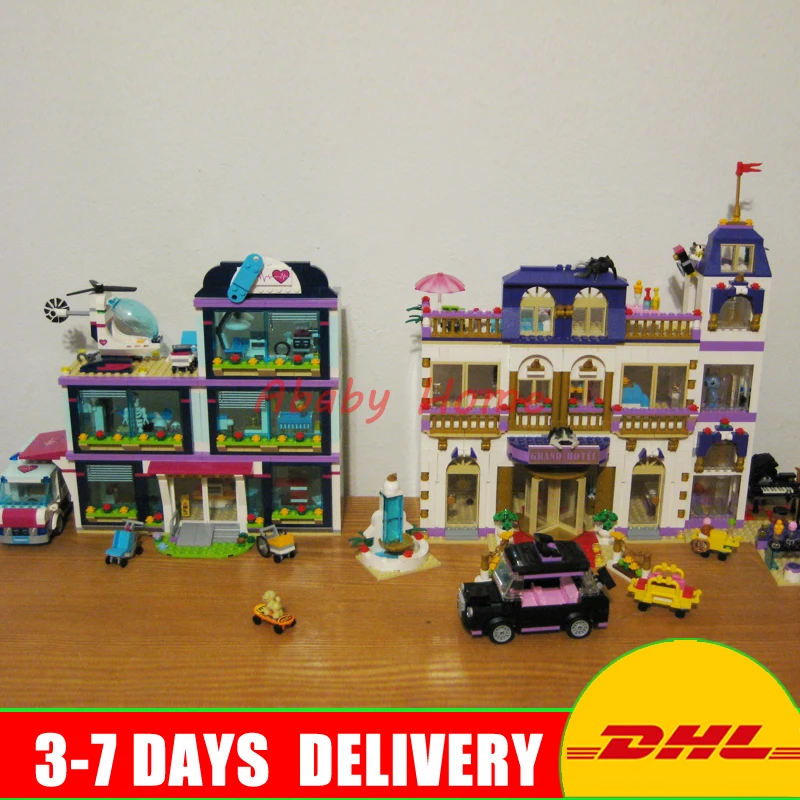 

2018 DHL Lepin 01039 The Heartlake Hospital +01045 The Heartlake Grand Hotel Building Blocks Bricks Toys Clone 41318 41101