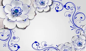 

Blue and white magnolia relief TV backdrop 3d wallpaper flower 3d stereoscopic wallpaper 3d mural paintings