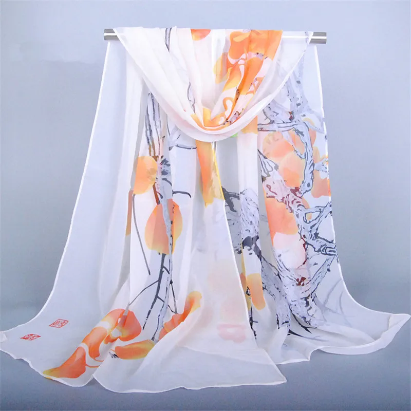 

Floral Chiffon Silk Shawl Scarf 2017 Luxury Brand Pareo Beach Bandana Wrap Capes Scarves Poncho Headband Hijab Sjaal