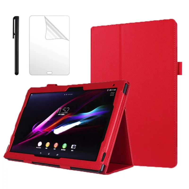 Чехол подставка из искусственной кожи с зернистой фактурой для планшета Sony Xperia Z4