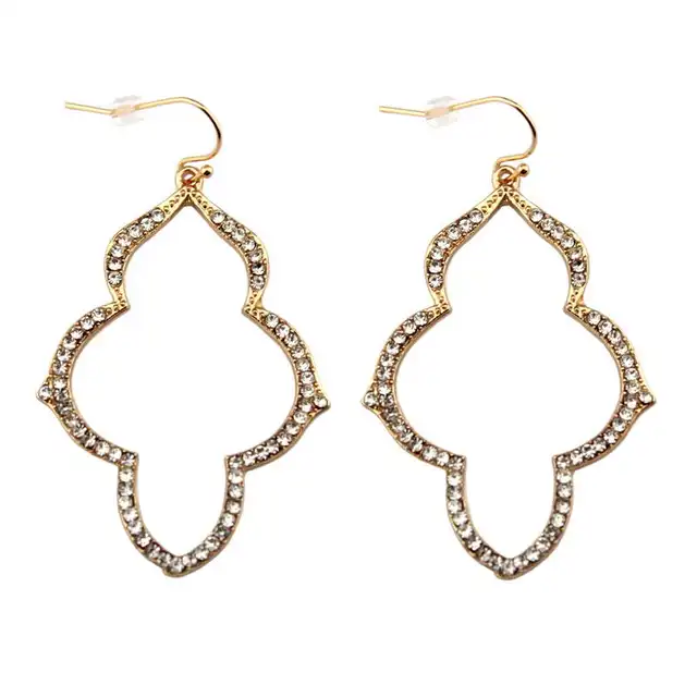 2018 Gold Pave Crystal Arabesque Chandelier Earrings For Women 2018 Gold Pave Crystal Arabesque Chandelier Earrings For Women Fashion Minimalist Stella Statement Jewelry Whole