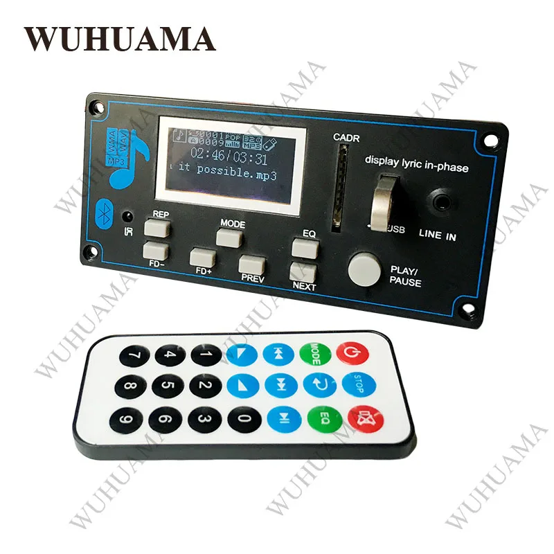 

12V DIY Car Radio Bluetooth Audio Stereo Player LED Lyric Display Phone AUX-IN MP3 FM/USB/Radio Remote Control Card Reader Modul
