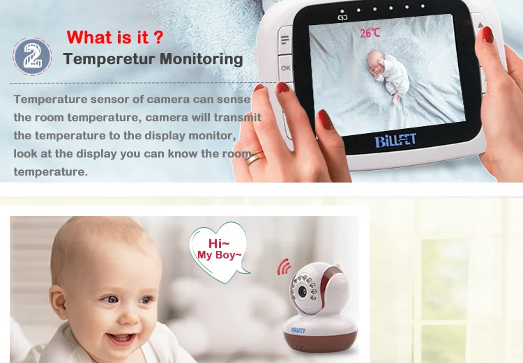 BILLFET 2.4 ГГц Беспроводной видео Baby Monitor с Камерой Батареи Няня Камера Ночного Видения Видео Bebe Няня Камеры Видео няня видео няня Видео Монитор Младенца радионяня с камерой Видео няня видеоняни Детские няня