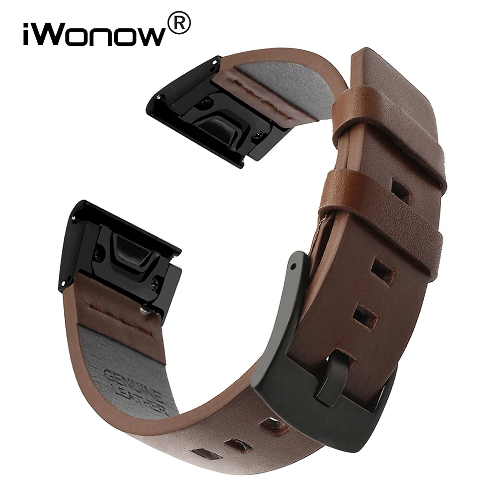 

Quick Easy Fit Leather Watchband 22mm for Garmin Fenix 6/5/5 Plus/ Forerunner 945 / 935/ Approach S60/ Instinct Strap Watch Band