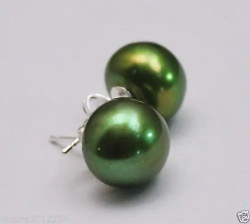 

Free Shipping >>>>8-9MM Green freshwater Pearl Earring stud