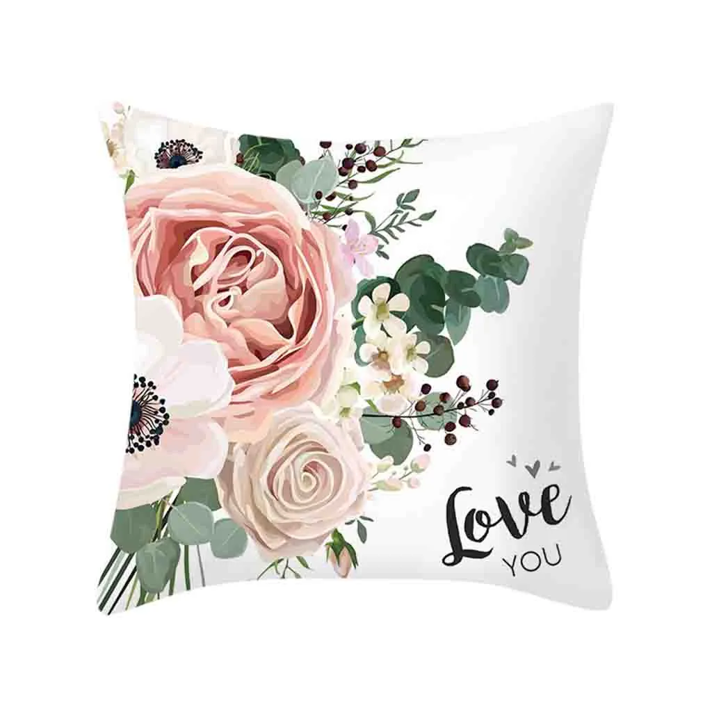 

Gajjar Throw Pillowcases Rose Pattern Printed Cushion Cover Square Sofa Pillow Case Flower Cushion 45cm x 45cm Home Art Decor 03