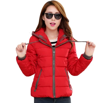 

New 2020 Hooded Women Winter Jacket Cotton Padded Women Coat Autumn Casaco Feminino Warm Solid Color Parka Turn Down Collar