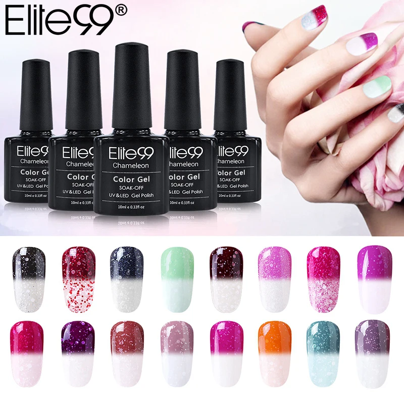 

Elite99 Snowy Thermal Temperature Change Color Gel Soak Off LED UV Gel Polish Chameleon Color Changing Gel Polish Full 30Pcs