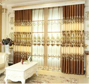 

Curtain cloth, finished French window, European style court living room, hollow embroidery, luxurious customization, high-grade