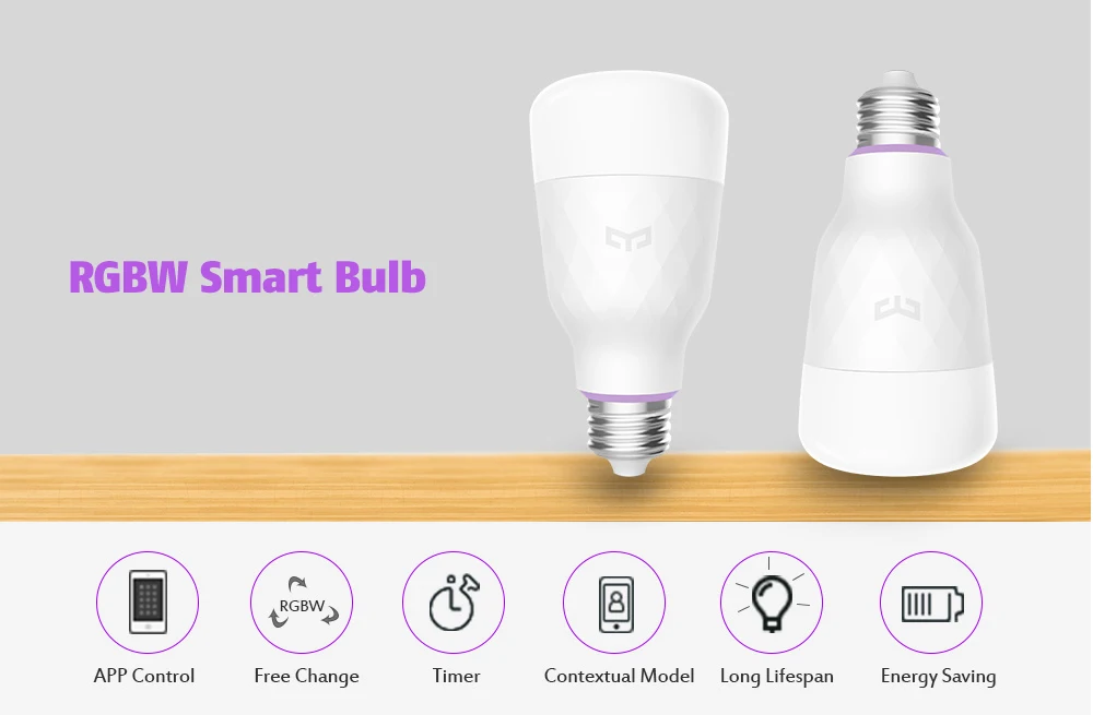 2 шт. Yeelight YLDP06YL/YLDP05YL E27 Беспроводное управление WiFi смарт-лампа с двойным Цвет Температура/RGB светодиодный лампы