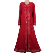 Muslim Abaya Kaftan Islamic Clothing for Women Beading Design Turkish Women Clothes Maxi Abaya in Dubai Kaftan Dress Red M1258