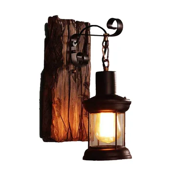 

American industrial wind bar restaurant personality bedroom bedside vintage wrought iron boat wood wood old wall lamp LM529939py