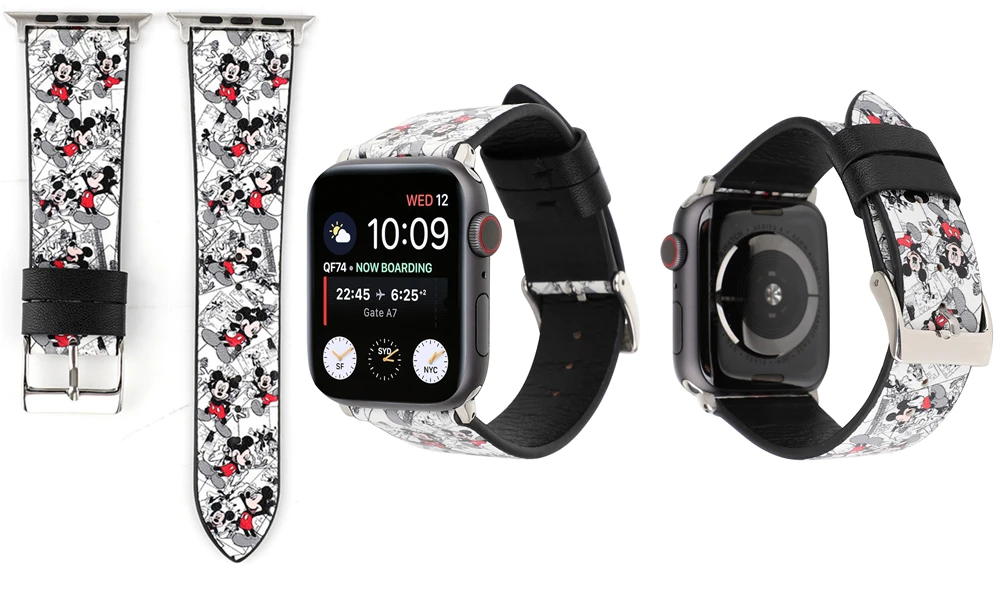 Ремешок YUKIRIN Dots Minnie Mickey из натуральной кожи для Apple Watch серии 5 4 3 2 1 ремешок для iWatch 38 42 мм 40 44 мм мышь