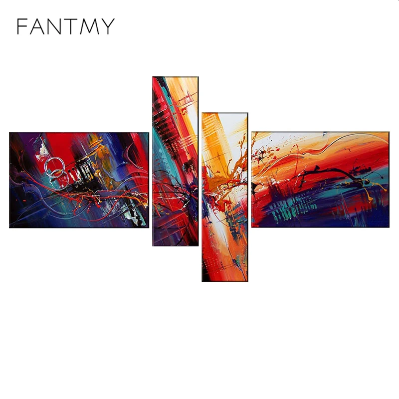 FANTMY HD Canvas 4Pieces Painting Wall Art Home Decor Panels Poster For