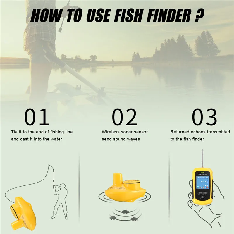 120M Fishing Finder Wireless Fishing Lure LCD Color Screen Sonar Echo Sounder Alarm Fish Finder (10)