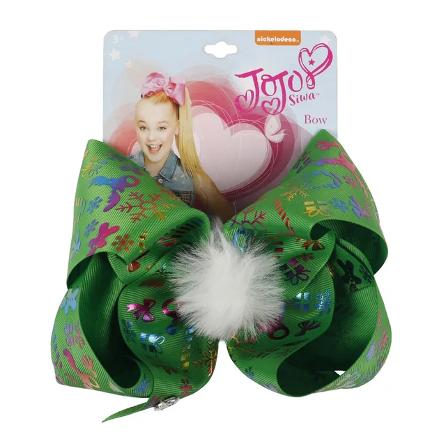 7” Pompom Christmas Hair Bows Printed Snow Gifts Large Hair Clips For Girls Santa Jo Jo Bows Winter Fashion Hair Accessories