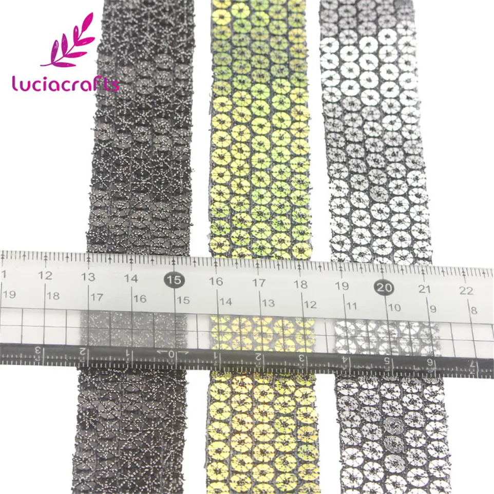 Lucia crafts 1 ярд 25 мм бисер Блестящий блесток кружева ленты DIY Швейные Танцы платье сценическая одежда головные уборы материалы CR0810