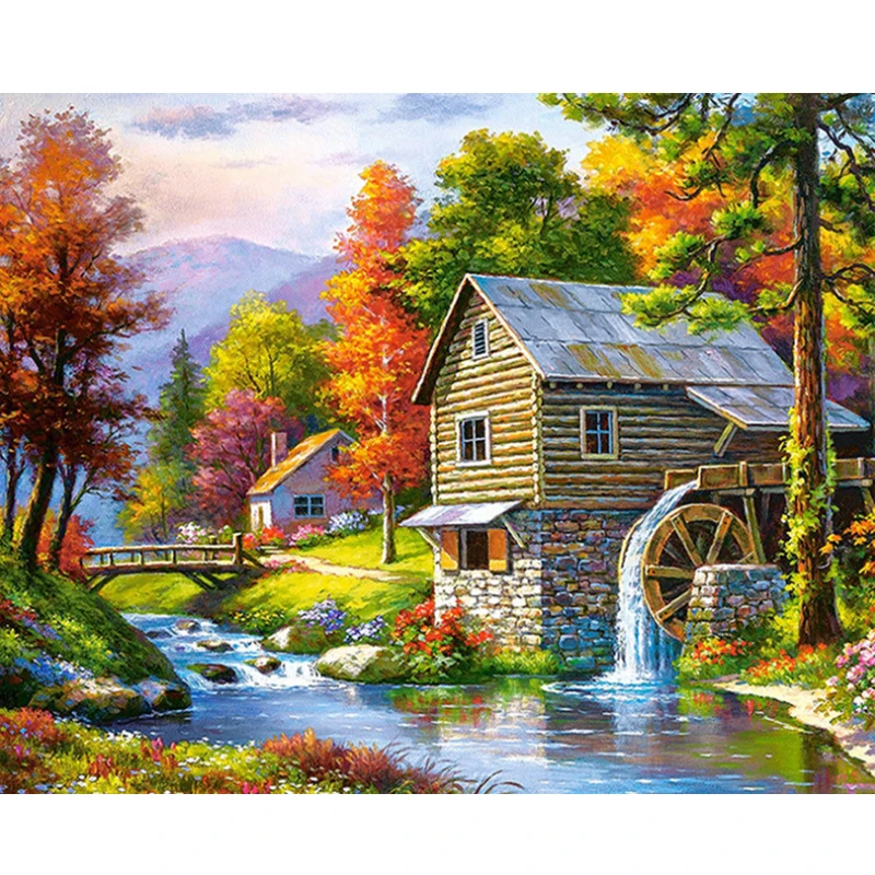 

5D Diy Full Square Diamond Painting Mosaic Scenic Cottage Rhinestone Embroidery Cross Stitch Home Decor Ation Gift