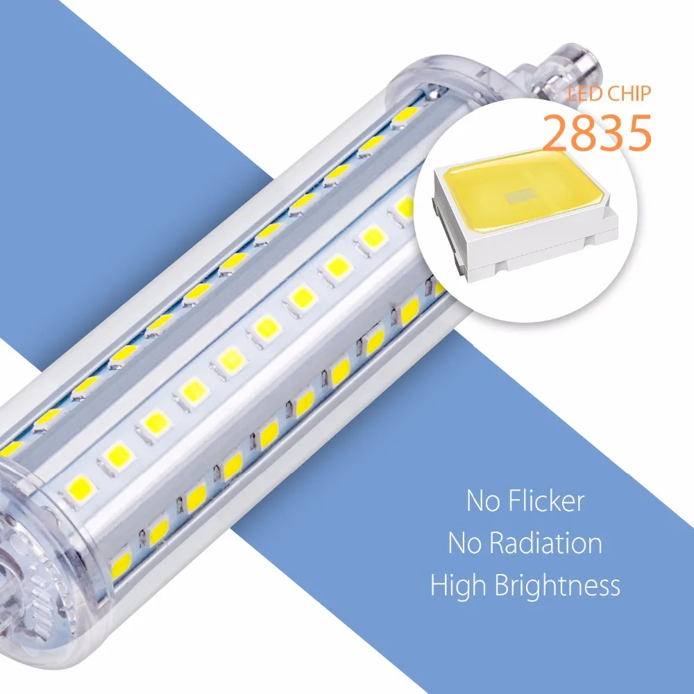 R7s Led 78 мм, 118 мм, 135 мм, 189 мм, светодиодный светильник, 220 В, кукурузная лампа, замена галогенной лампы 25 Вт, 150 Вт, 500 Вт, 85-265 в, прожектор, энергосберегающий светильник R7S