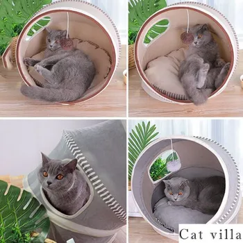 

Good Quality Pet Toys Beds Cat Playing Tunnel Bed 2 Color Foldable Breather Pet Tunnel Kitten Play with Ball Pet Nest