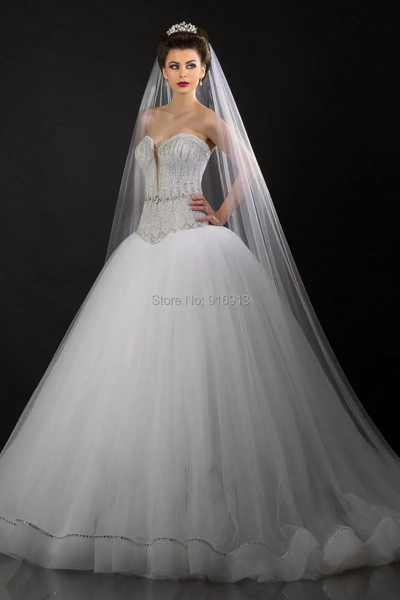 Beaded Crysta Bling Bling Big Poofy Appolo Fashion Strapless Ball
