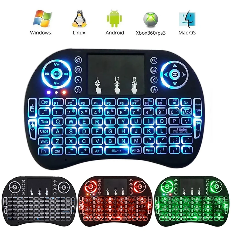 

100pcs/lot Backlight mini i8 Keyboard Wireless Russian English Version Air Mouse Touchpad i8 Backlit Remote control For TV Box