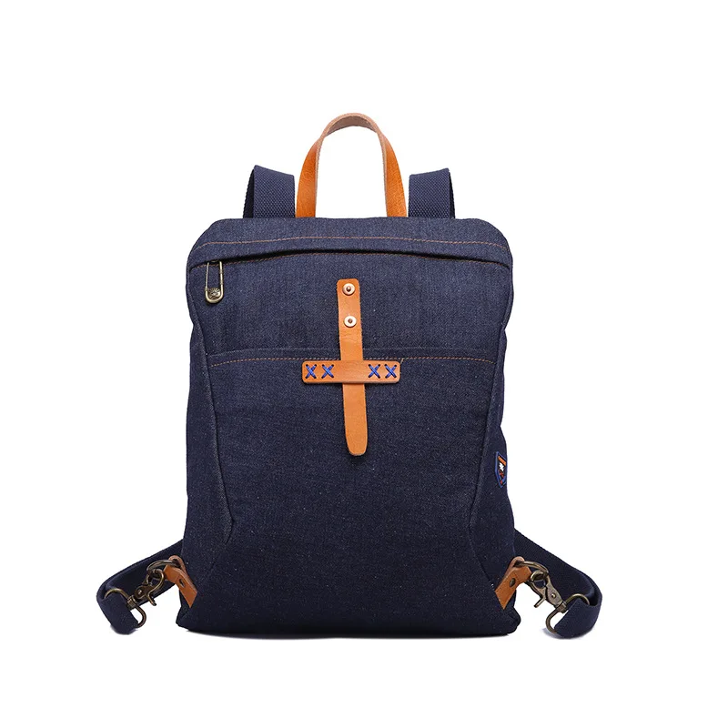 

New pattern Travelling bag Denim Men and women Vertical section Trend Square Shape Backpack Leisure time