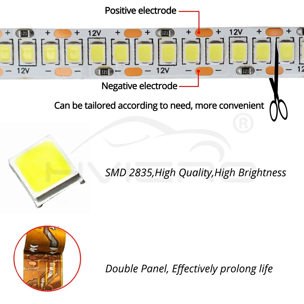 1 м 2 м 3 м 4 м 5 м/лот 10 мм PCB 2835 SMD 1200 Светодиодная лента DC 12 В ip20 не водонепроницаемый гибкий светильник 240 светодиодный s/m белый теплый белый