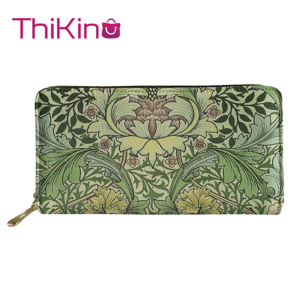 

Thikin William Morris pimpernel fabric Long Wallets Zipper Phone Bag for Girls Clutch Purse Carteira Handbags Notecase 2019