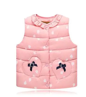 Детская одежда; жилеты для девочек; хлопковая теплая куртка; жилет для маленьких девочек; Высококачественная верхняя одежда и пальто; одежда для детей - Цвет: Розовый