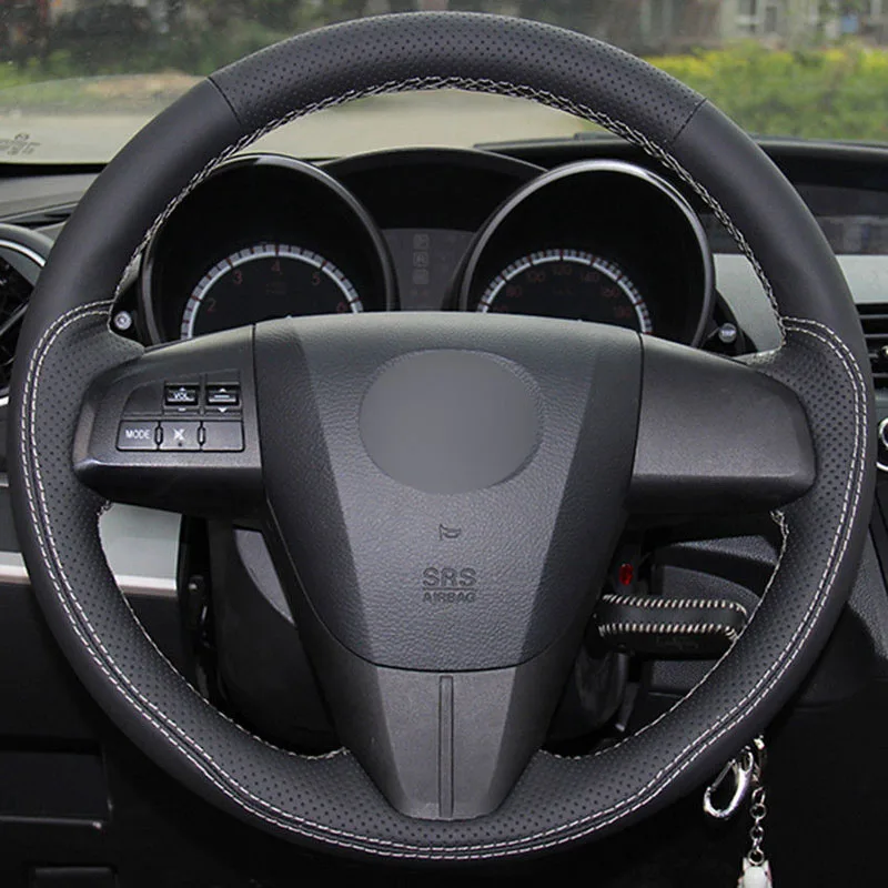 

DIY Sewing-on PU Leather Steering Wheel Cover Exact Fit For Mazda CX-7