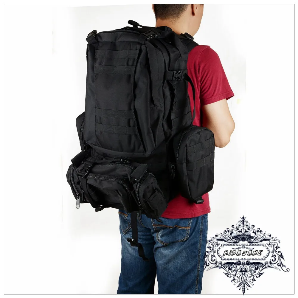 Большой тактический рюкзак 50л, спортивный военный рюкзак для походов, кемпинга, альпинизма, рюкзак в сочетании с 3 сумками MOLLE