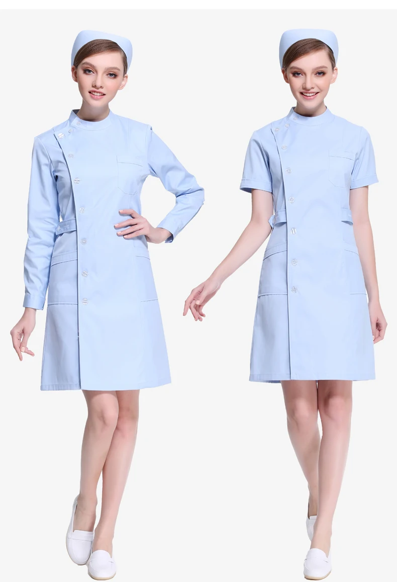 Beautiful Angel Nurses Long Sleeve Winter Women's White Big Skull Short Sleeve Partial Stand Collar Winter Wear Medical Workwear