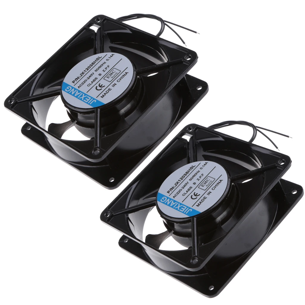 2Pcs 12cm 220V DC Cabinet Cooling Fan Cooler Kit For Industrial Computer