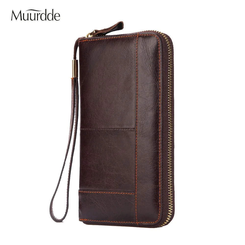 Vintage Leather Men Wallet Long Zipper Clutch Purse Phone Bag ID Card Holder New