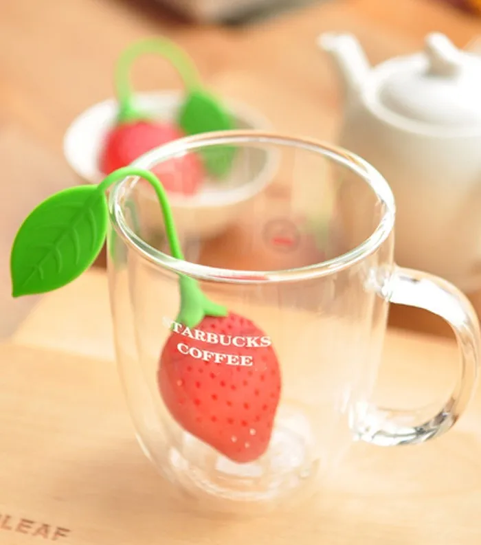 Милая фруктовая силиконовая форма в виде клубники Чай травяные Специи лист Infuser ситечко для размывания листьев чай в чайник, чашка для чая