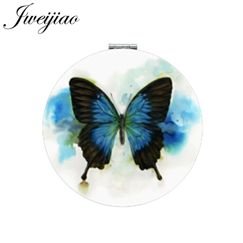 

JWEIJIAO Art Painting Image Makeup Mirror Mini Round Folding Compact Pocket Mirror 1X/2X Magnifying Beauty Butterfly Gift