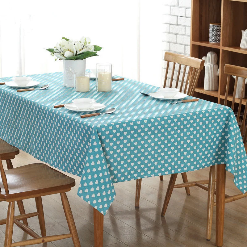 Buy Pink Solid Cotton Linen Table Cloth Heart shaped