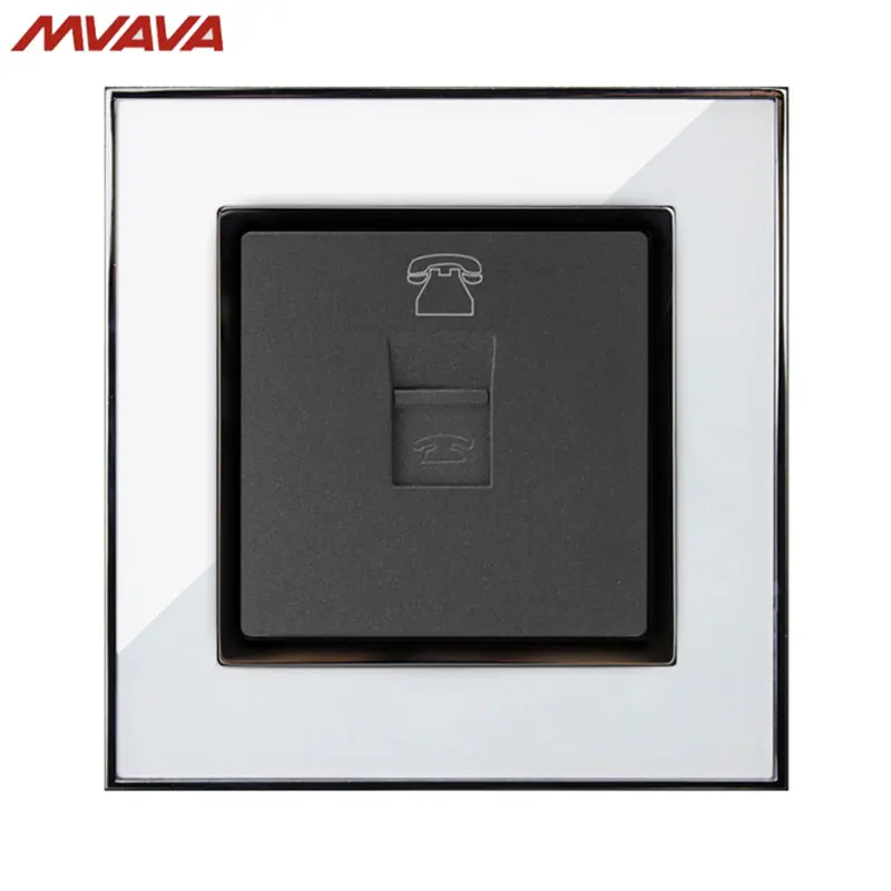 

MVAVA RJ11 TEL Outlet Telephone Jack Plug Port Wall Socket Wall Decorative Receptale Luxury Mirror White Panel Free Shipping