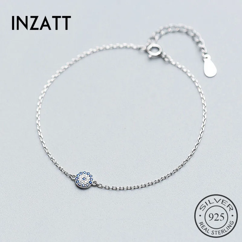 

INZATT Talisman Blue Eyes Bracelet Real 925 Sterling Silver Personality Accessories For Fashion Women Bohemia Fine Jewelry Gift