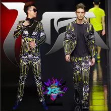 Плюс размер мужская одежда певец желтый и черный легкий Шелковый атласный эластичный клубный пиджак костюм модный сценический костюм