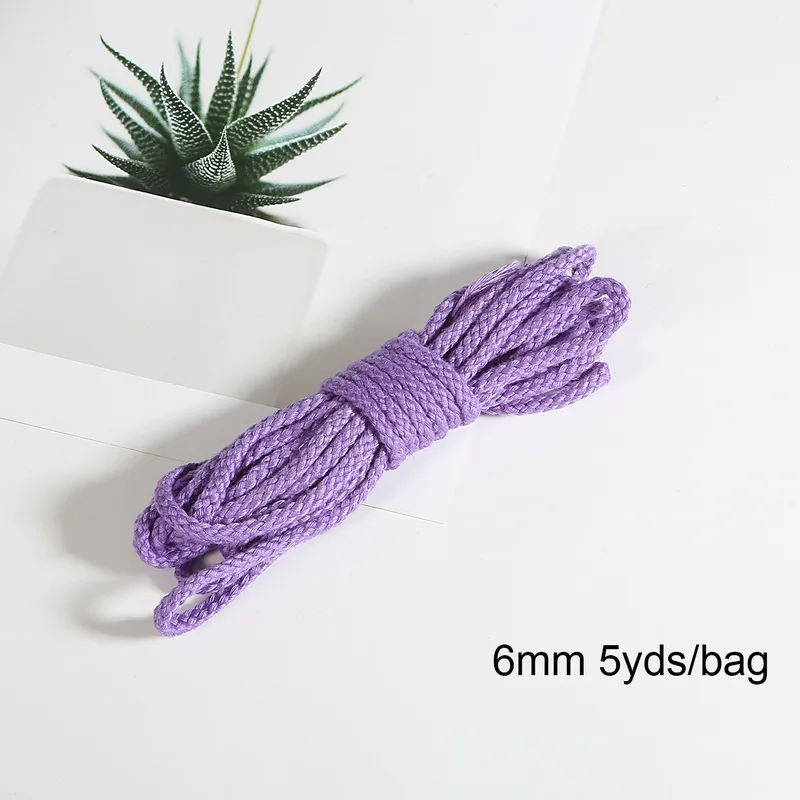 5 ярдов 6 мм хлопковое плетение из веревок декоративный витой шнур веревка для свадебного украшения шнурок для рукоделия фикеллы Couleurs моток веревки - Цвет: Purple